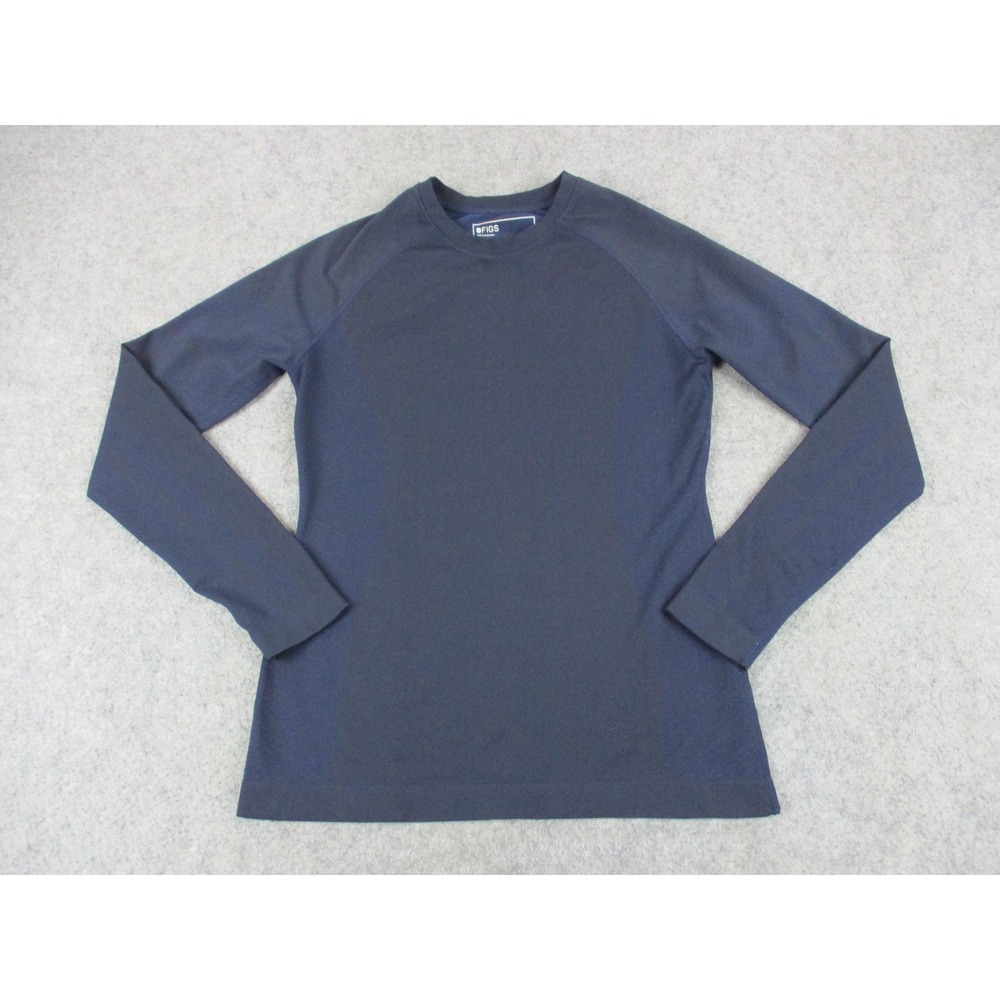 FIgs Scrub Top Womens Small Blue Seamless Medical Pullover Long Sleeve Shirt